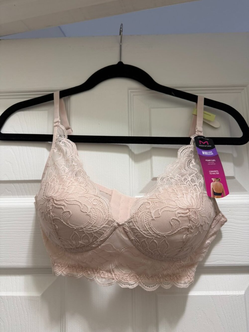 Maidenform Convertible Wireless Blush Lacy Bra 34B NWT
